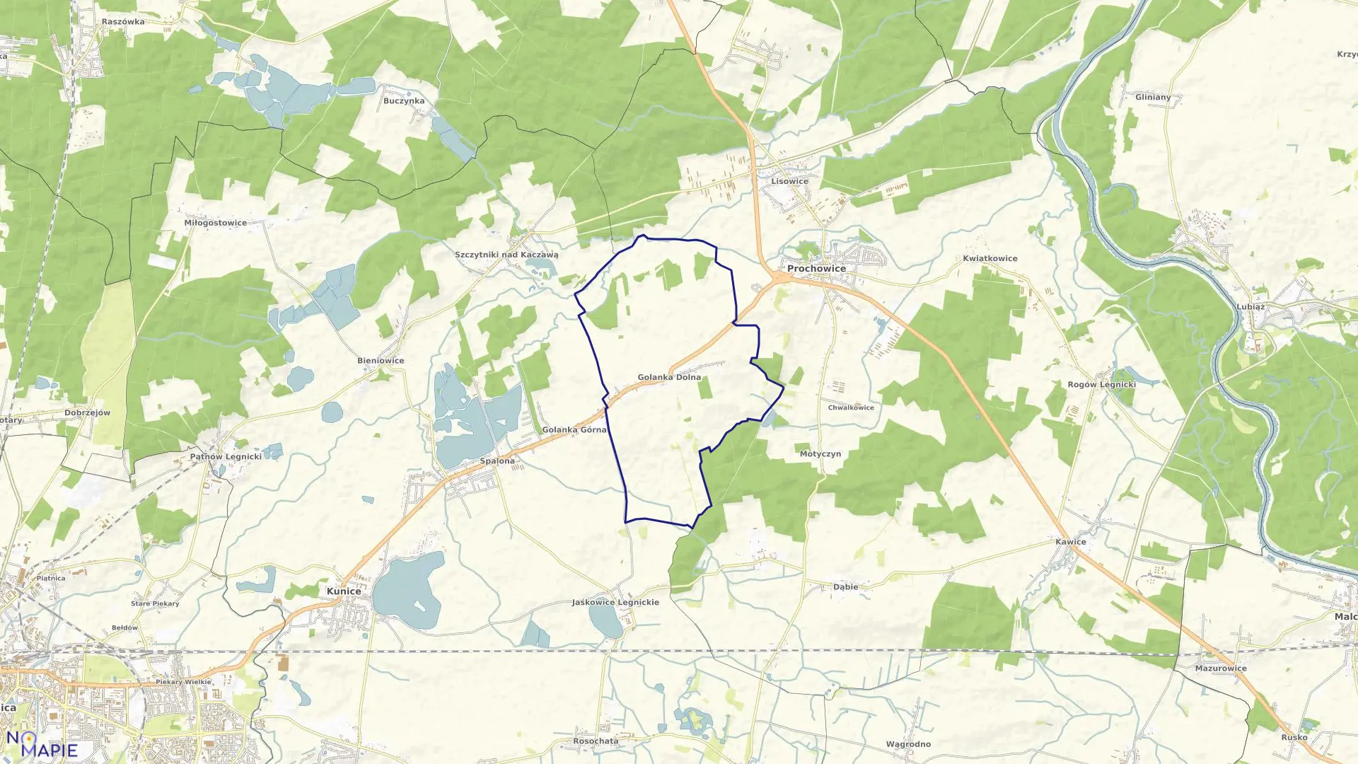 Mapa obrębu GOLANKA DOLNA w gminie Prochowice