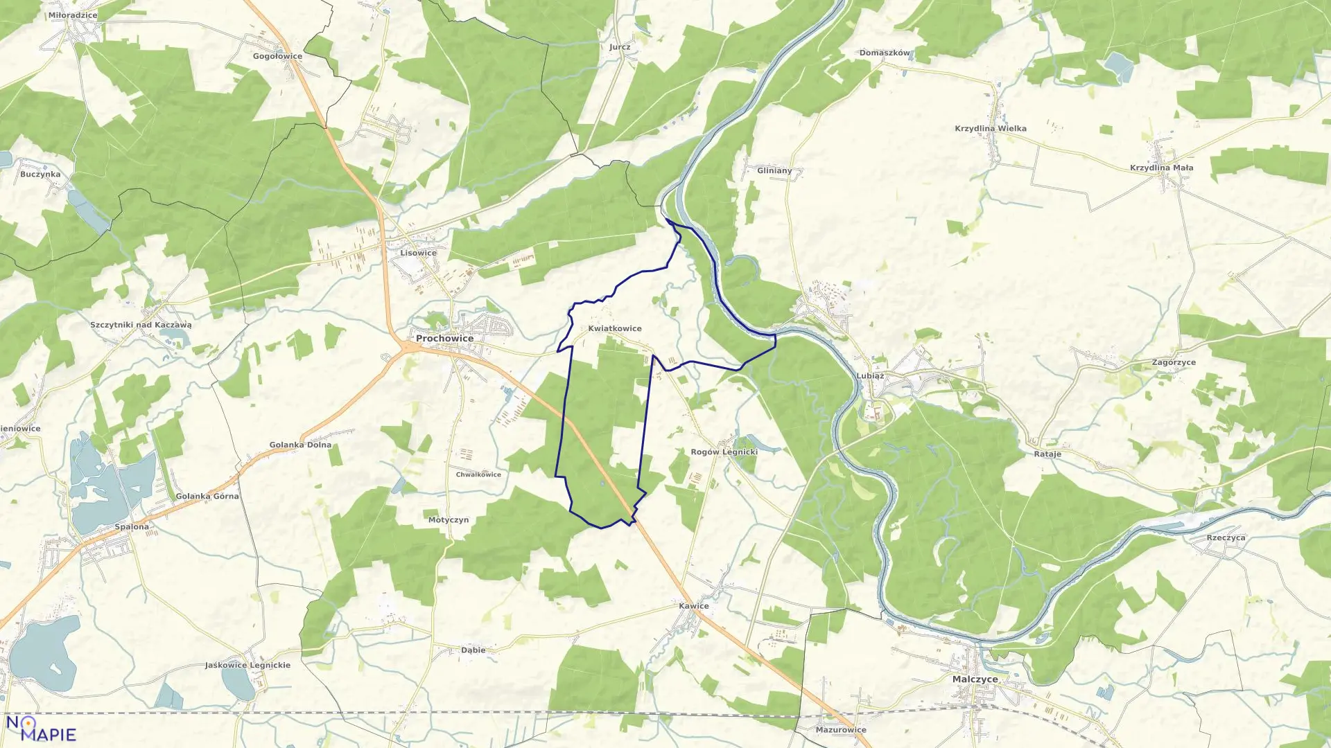 Mapa obrębu KWIATKOWICE w gminie Prochowice
