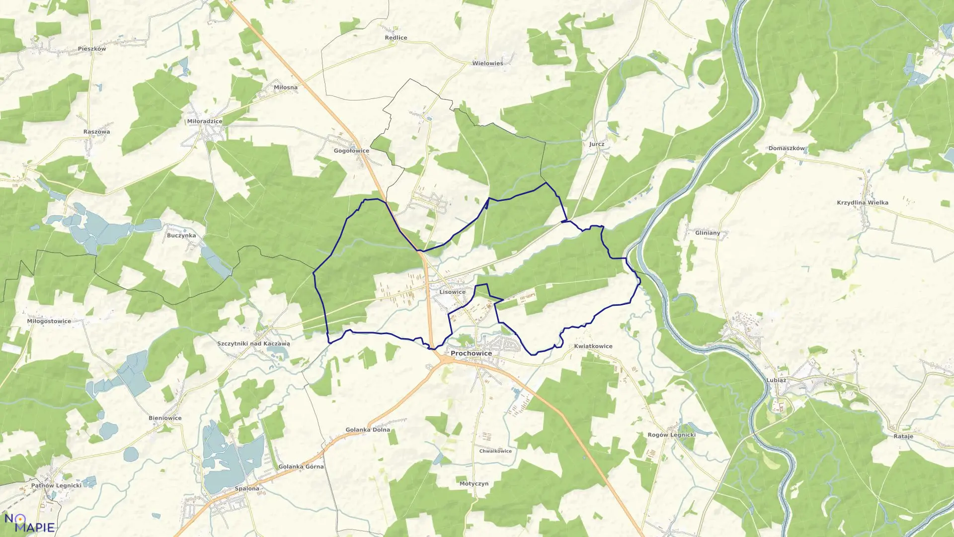 Mapa obrębu LISOWICE w gminie Prochowice