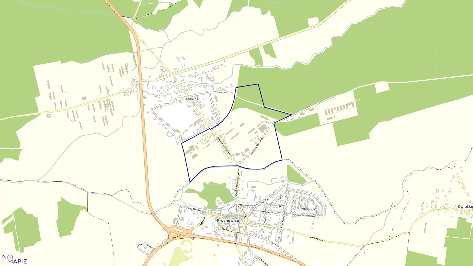 Mapa obrębu OBRĘB 1 w gminie Prochowice